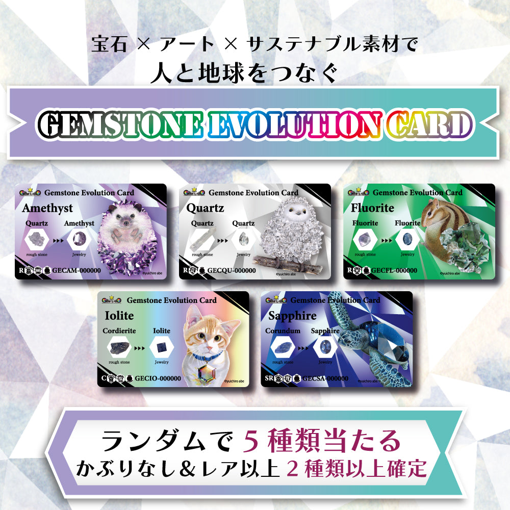 【宝石カードガチャ】本物の宝石&原石付き「Gemstone Evolution Card」がランダムで1種類当たる！