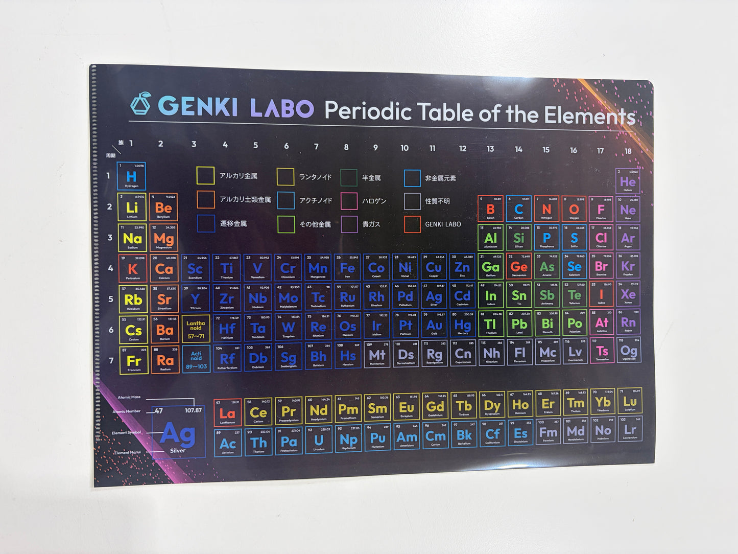 【GENKI LABOオリジナル】元素周期表クリアファイル